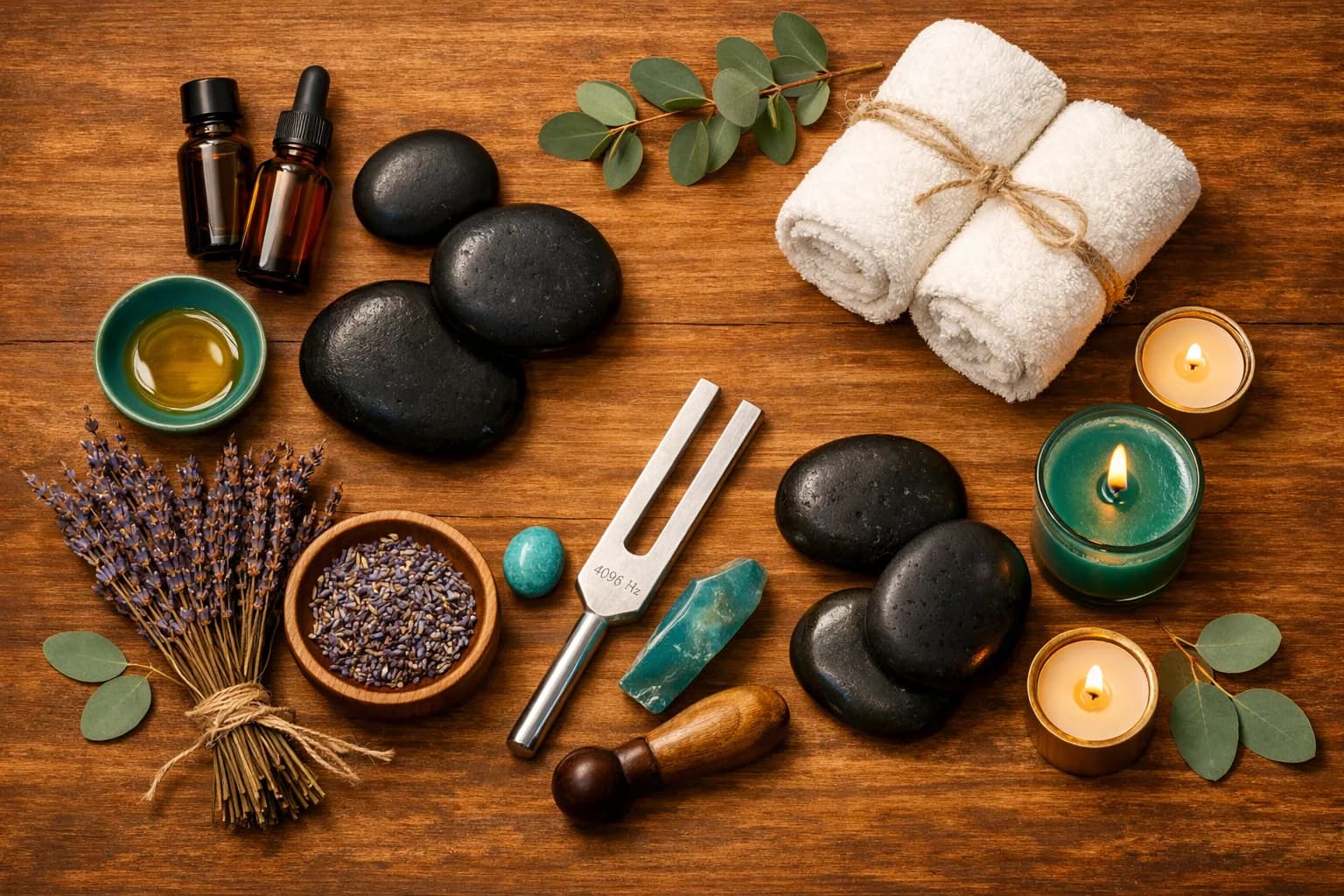 Massage therapy tools and healing modalities at Dia-Well Clinic
